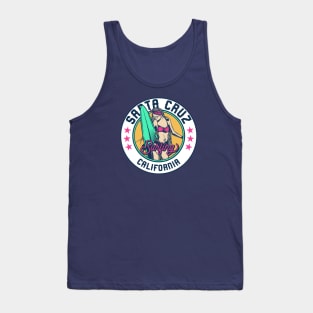 Retro Surfer Babe Badge Santa Cruz California Tank Top